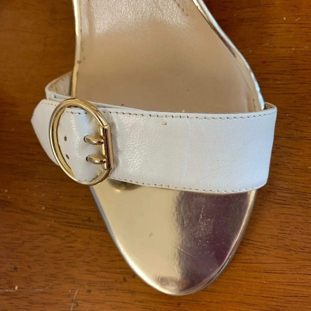 Marc Fisher malika ankle strap stiletto sandals size 8 3-4 in heel beige #easter